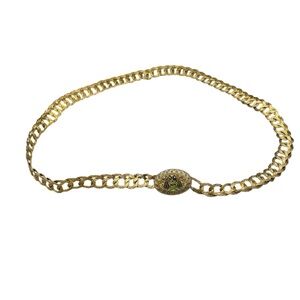 Vintage Gold Chain Belt Necklace Enamel Medallion Heavy 94g Statement